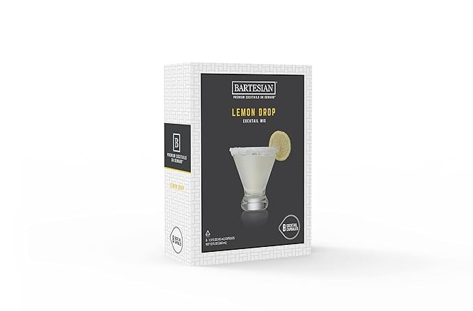 Bartesian Lemon Drop Cocktail Mixer Capsules, Pack of 8 Cocktail Capsules Premium Cocktail Maker (55446)