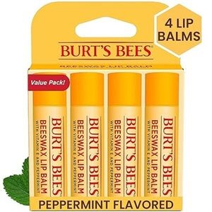 Burt's Bees Lip Balm Easter Basket Stuffers - Original Beeswax, Lip Moisturizer With Responsibly Sourced Beeswax, Tint-Free, Natural Conditioning Lip Treatment, 4 Tubes, 0.15 oz.