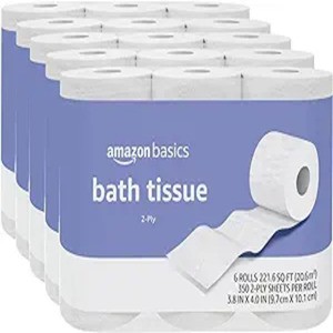 Amazon Basics 2-Ply Toilet Paper, 30 Rolls (5 Packs of 6), Equivalent to 129 regular rolls